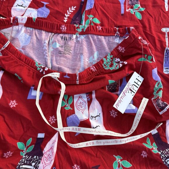 NWT Hue Sleepwear Women's Winter Cocktails Mid Rise Pajama pants Soft Warm Print - Picture 3 of 4